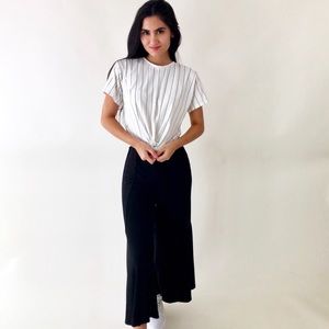 Black & White Striped knotted top